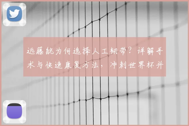 远藤航为何选择人工韧带？详解手术与快速康复方法，冲刺世界杯并非奇迹